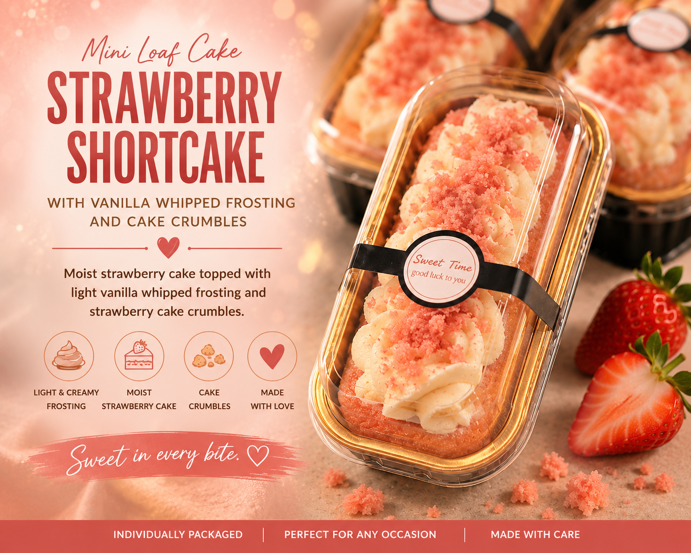 Strawberry Mini Loaf Cake - 2 Pack